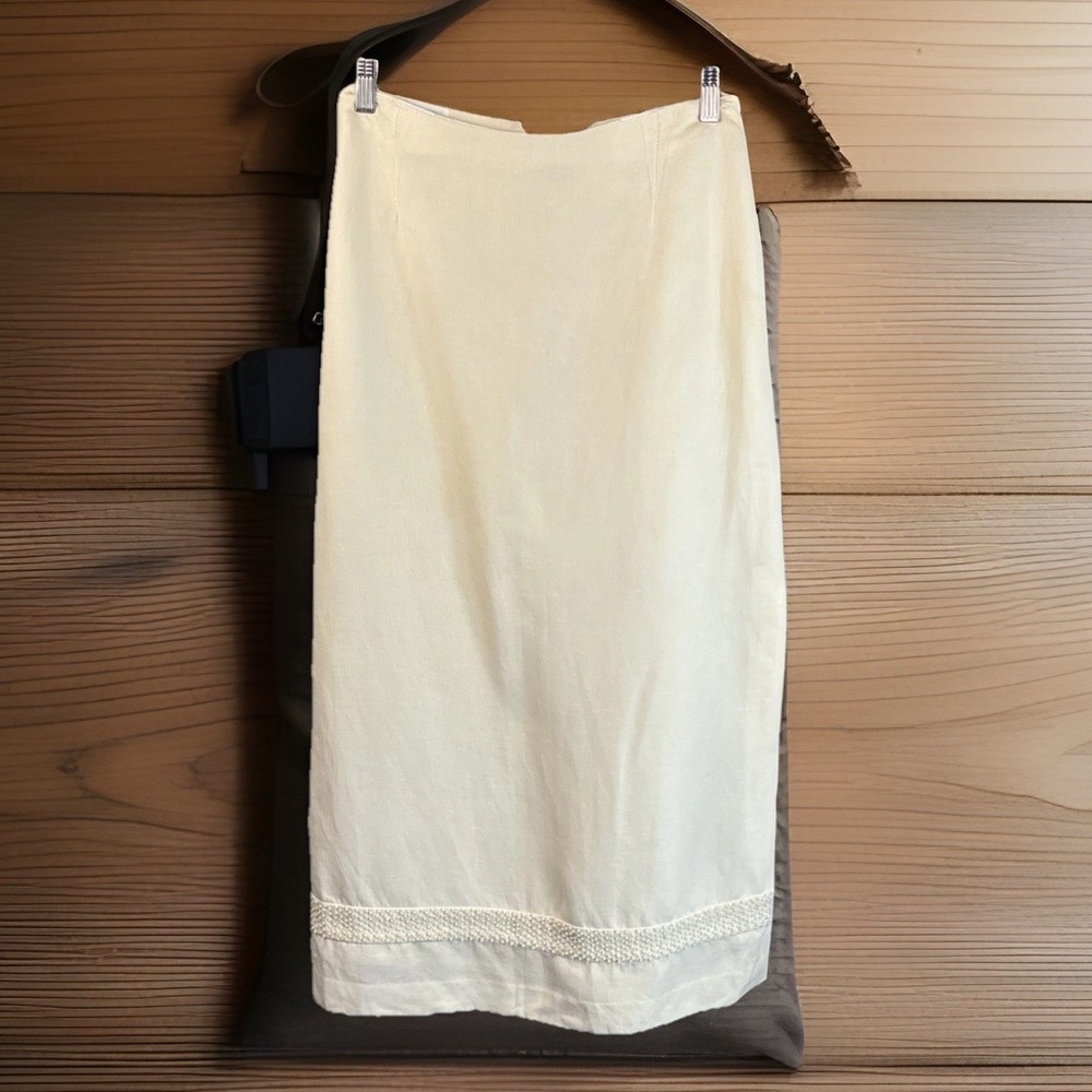 Pearl Cream Maxi Skirt with Hem Trim